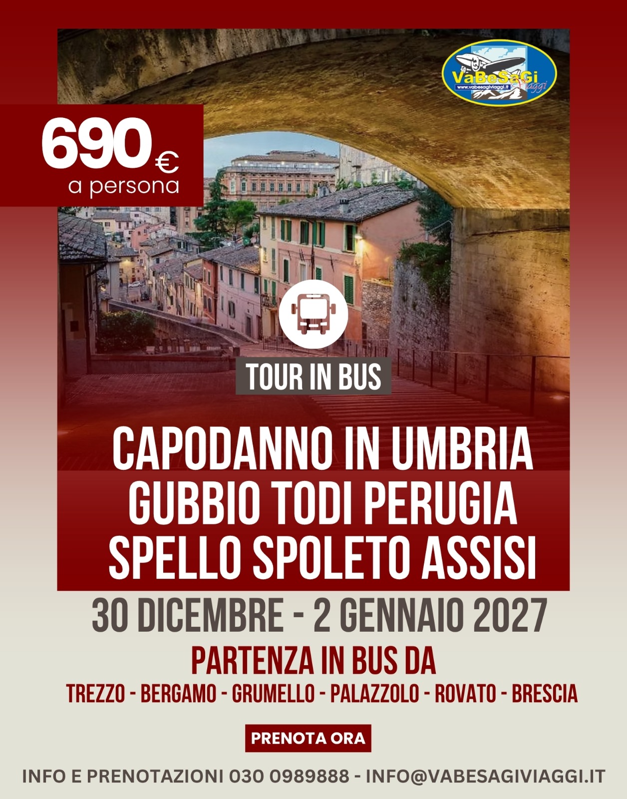 Capodanno in Umbria - Gubbio, Todi, Perugia, Spello, Spoleto e Assisi