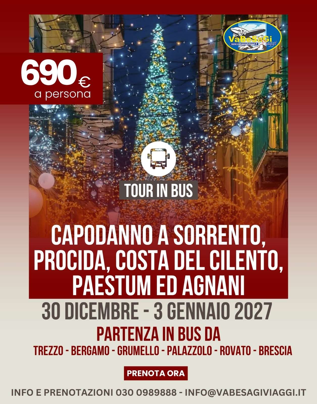 Capodanno a Sorrento - Procida, Costa del Cilento, Paestum ed Agnani